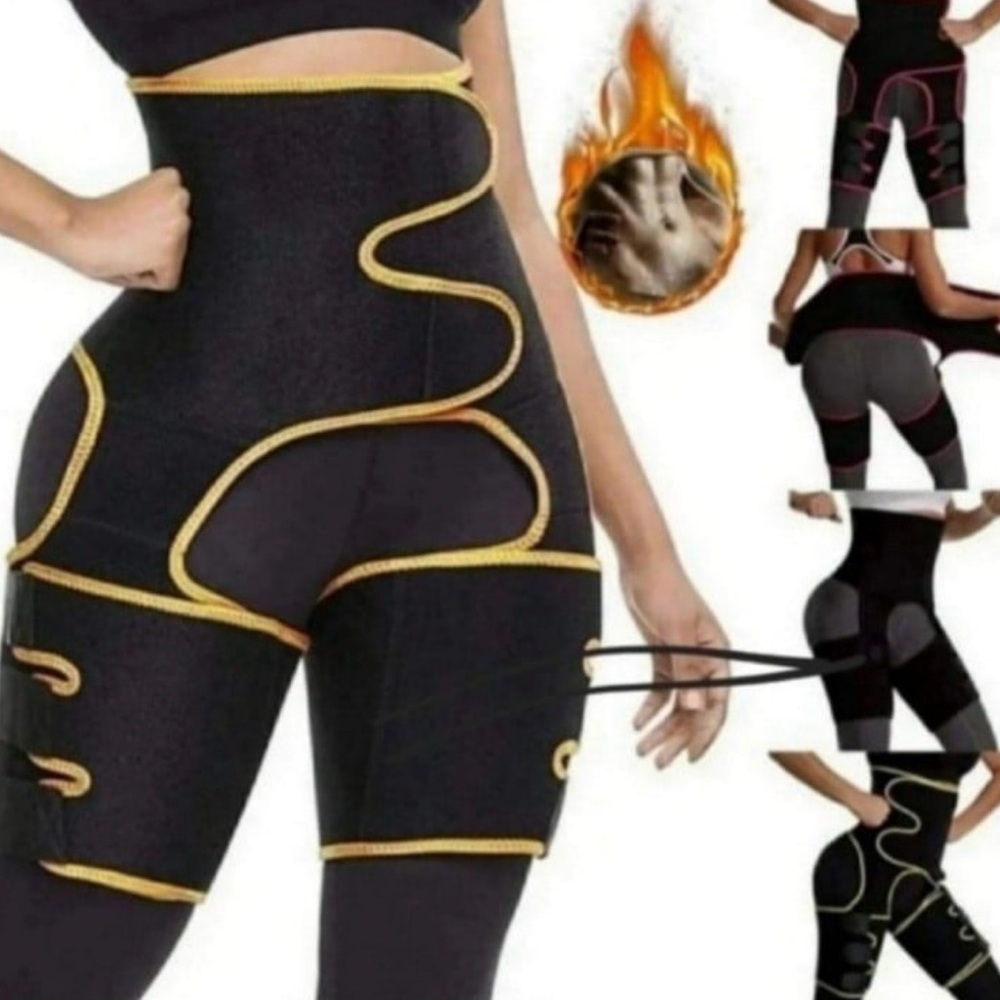 High-Waisted Black and Yellow Shapewear Pants